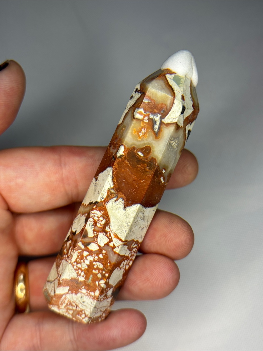 Natural Money Agate Bloodstone Quartz Crystal Tower